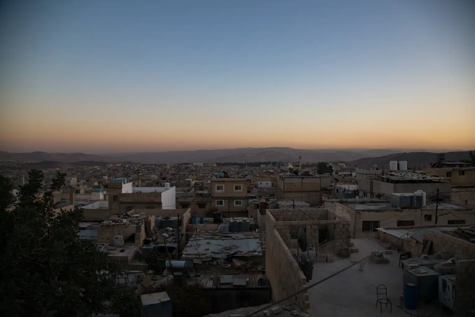Aerial view of the Gaza Camp at dusk